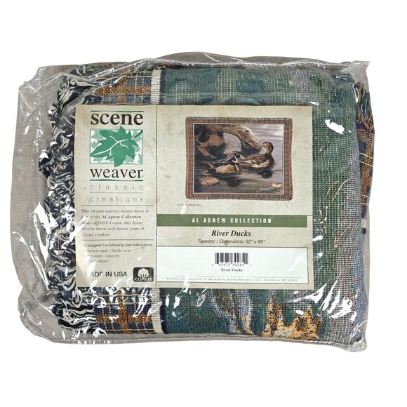 Scene Weaver Al Agnew River Ducks Cotton Tapestry Throw 52" X 69" Wildlife Art - Picture 1 of 5